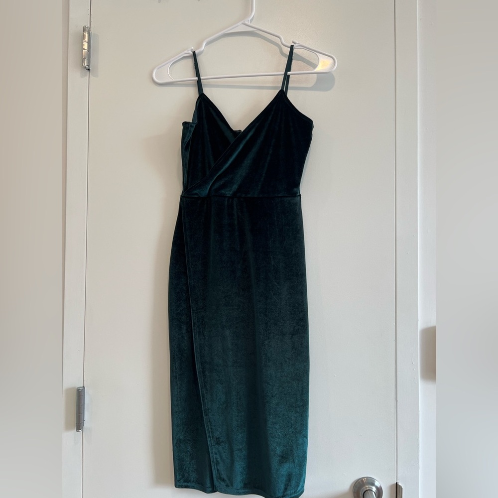 Lulu's Black Slip Midi Dress Spaghetti Strap